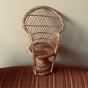 Wicker Peacock Miniature Chair - Natural Rattan Accent